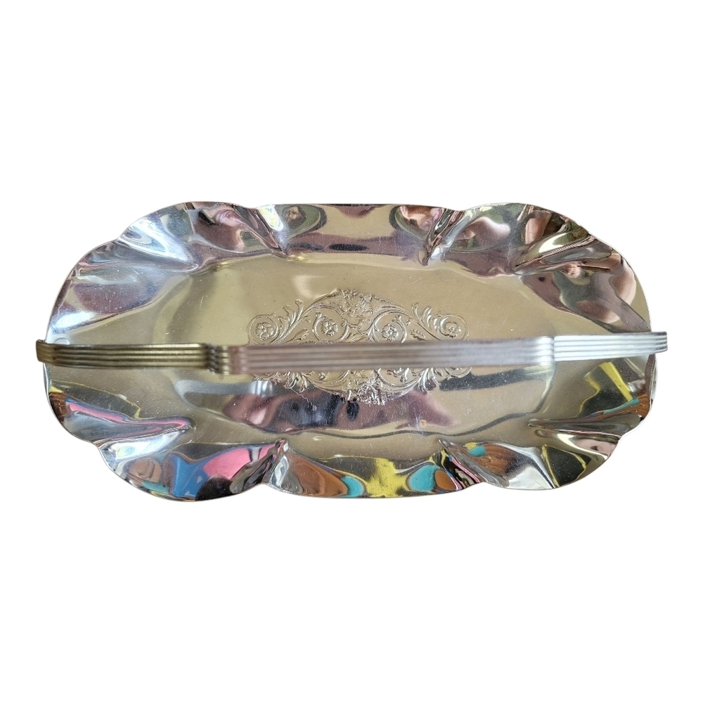 Vintage Elegant Metal Serving Tray / Candy Dish